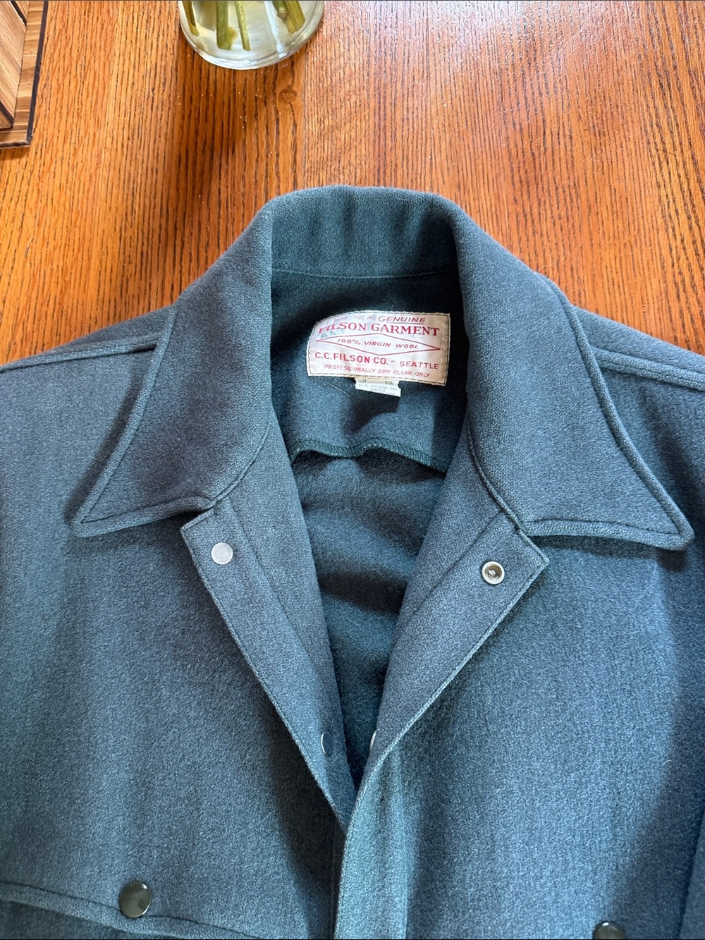 Filson Men's Field Coat in Dark Green Wool